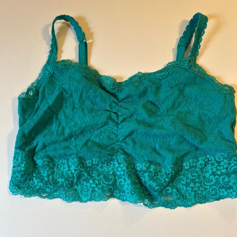 SOMA Lace Floral Bralette Wireless Comfort Bra Adjustable Teal Plus‎ Size XL
